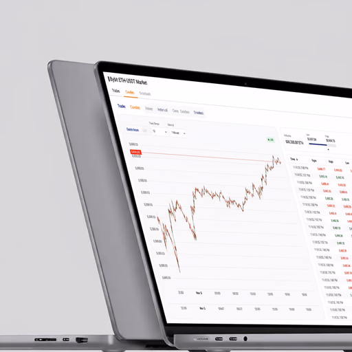 Laptop displaying cryptocurrency market graph
