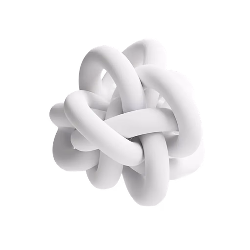 Interwoven abstract design, white on black.