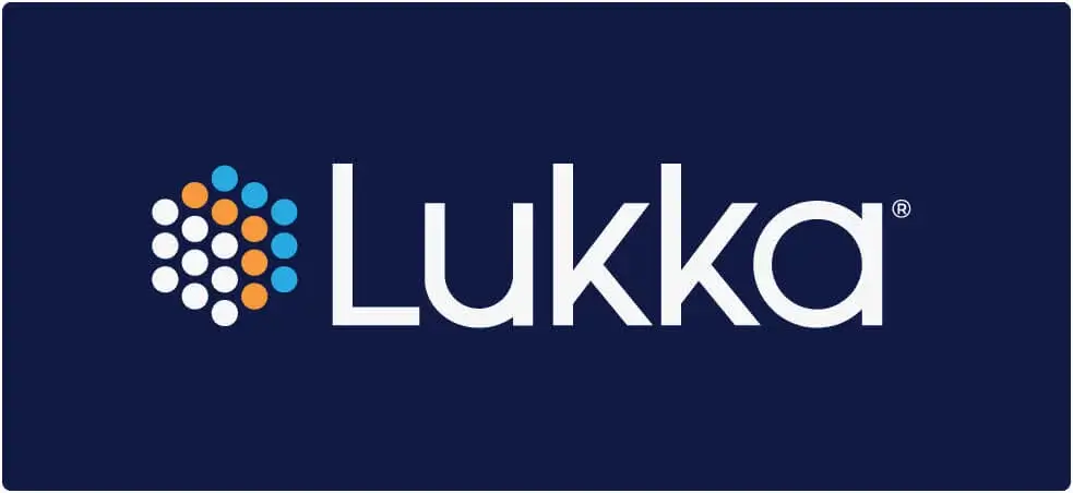 Lukka logo with dotted hexagon icon